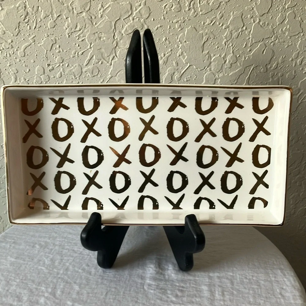 Threshold: 2017 XOXO Patterned Tray- Gold Paint Lettering